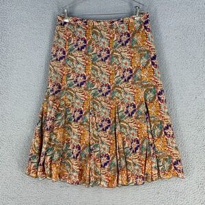 Indira Skirt Large Floral Pleated Hem Stretch Phoebe Buffay Cottage